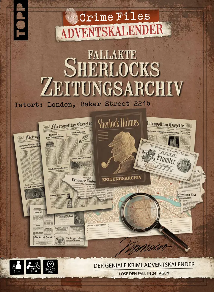 Crime Files Adventskalender: Fallakte – Sherlocks Zeitungsarchiv box