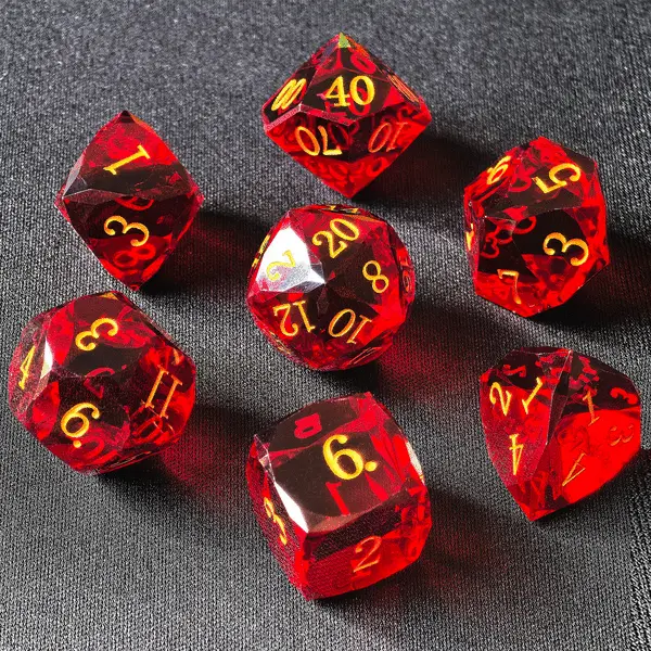 Crystal Multifaceted Polyhedral Dice Set 7 PCS for DND, RPG Tabletop Gaming, Collectors | Tinbox Packing, Gemstone Effect Dice box