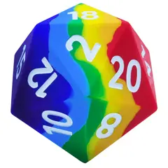 55mm Silicone 20 Sided Dice, Bouncing Giant D20 Soft and Rich in Color, Large Bouncer D20 box