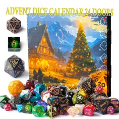 Advent Dice Calendar Set with 24 Random Mystery Dice, Christmas Advent Calendar DND Dice Set, 24 Days Christmas Countdown Gift box