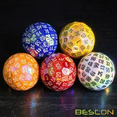 Bescon Dazzling Plating 100 Sided Dice, Game Dice D100, Polyhedral Solid 100 Sides Dice 45MM in Diameter box