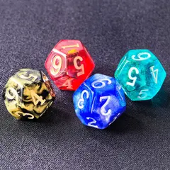 4 Pack D12 Polyhedral Dice, 12 Sided Dice with Numbers 1-6 Twice, Beautiful Handcrafted Colors, Perfect for Tabletop Board Games box